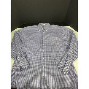 Peter Millar Men's XL‎ Purple White Check Gingham Long Sleeve Button-Down Shirt